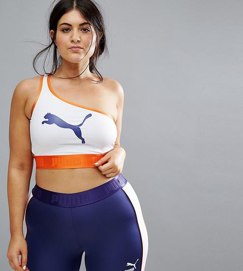 Puma - Top Reggiseno Sostegno Leggero Monospalla - In Esclusiva Per Asos Plus - Navy