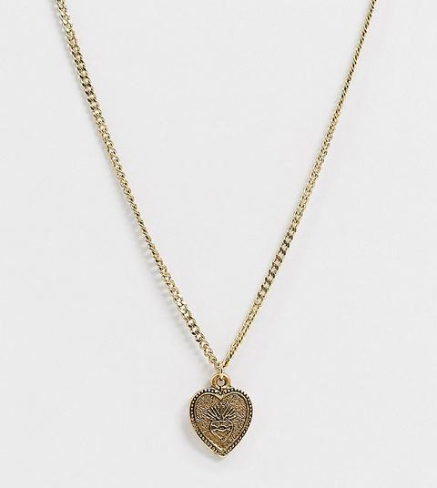 Regal Rose Ardour Sacred Heart Charm Necklace In 18k Gold Plate