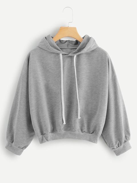 Drop Shoulder Lantern Sleeve Hoodie