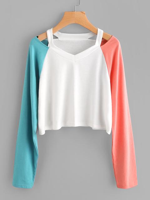 T-shirt Con Maniche Raglan A Contrasto