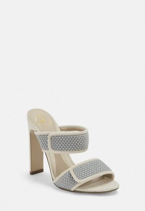 White Double Strap Padded Mules, White