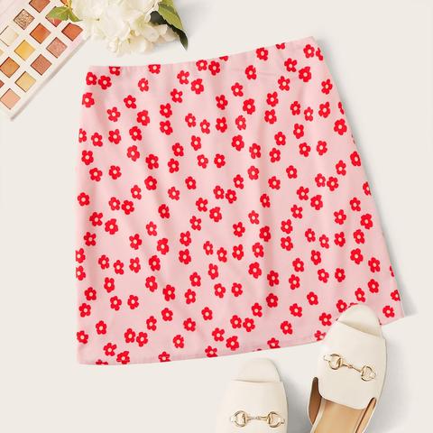 Floral Print Zippered Mini Skirt