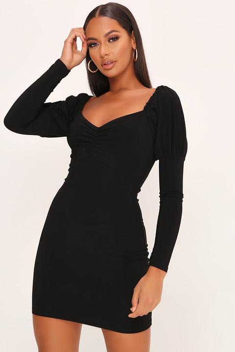 Black milkmaid long sleeve dress Clearance