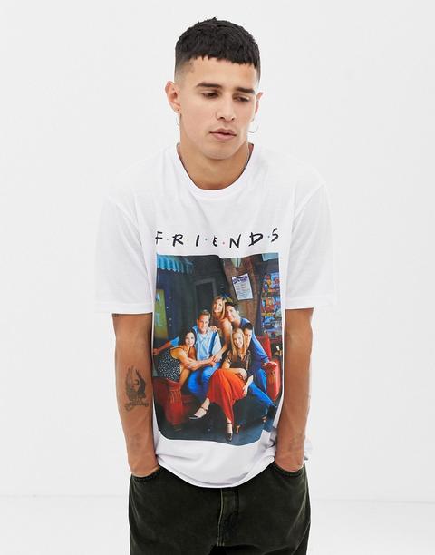 "asos Design - T-shirt Comoda Con Scritta "friends" - Bianco