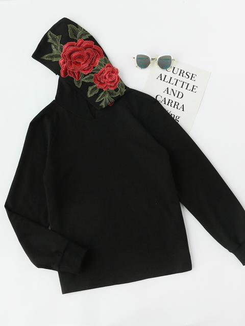 3d Flower Embroidery Applique Hoodie