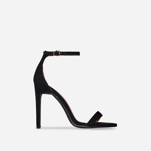 Angel Barely There Heel In Black Faux Suede, Black