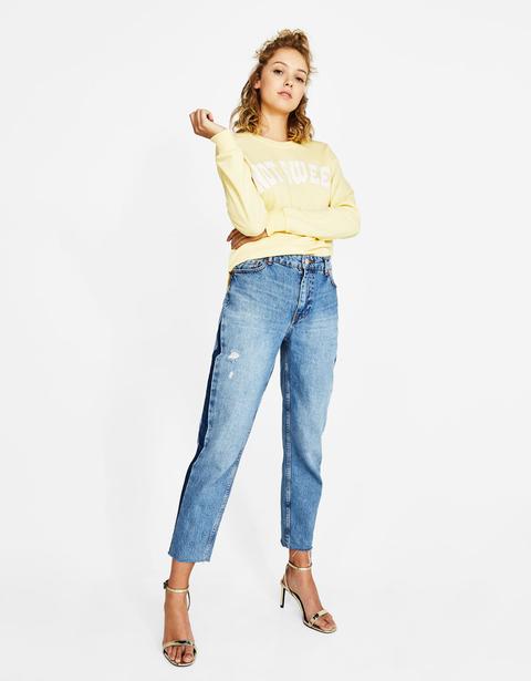 Jeans Mom Fit Con Dettaglio Laterale