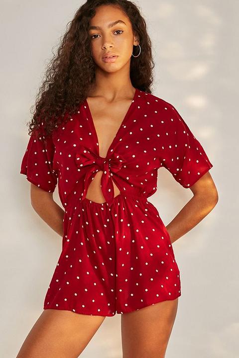 Uo Floral Tie-front Playsuit