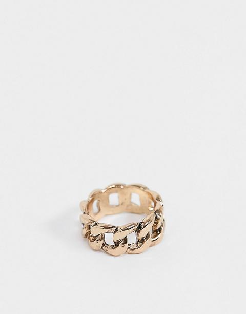 Status Syndicate Antique Gold Finish Chain Detail Band Ring