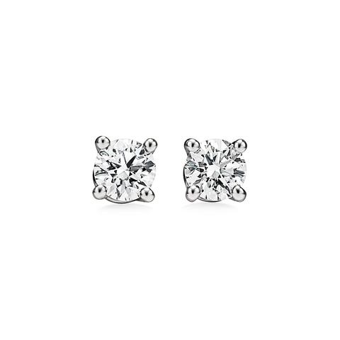 Tiffany Solitaire Diamond Stud Earrings In Platinum