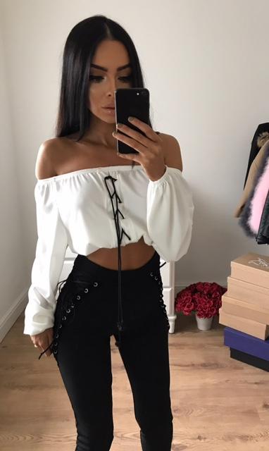 Nina Ribbed Bardot Crop - Cream (sale)