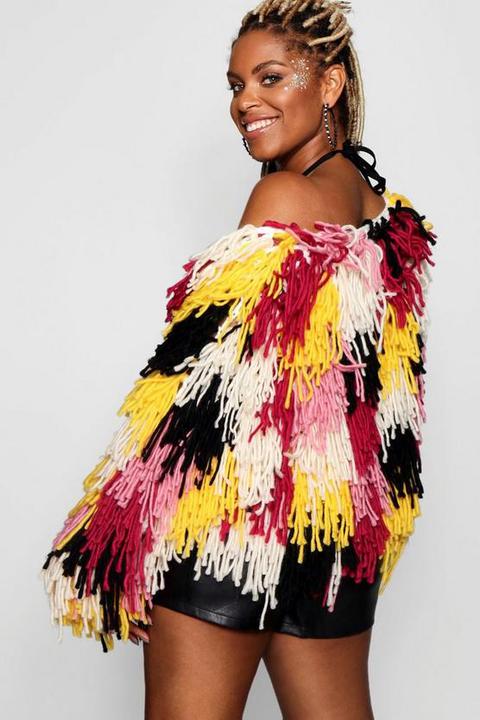multi coloured shaggy cardigan