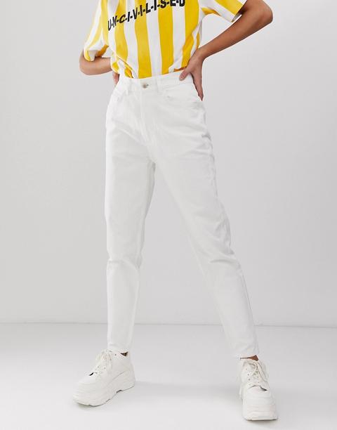 Vaqueros Mom En Color Hueso Core De Uncivilised-blanco