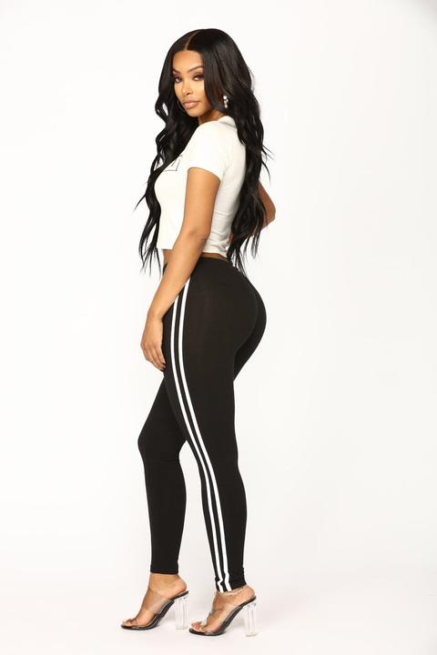 Late Brunch Striped Lounge Leggings - Black/white