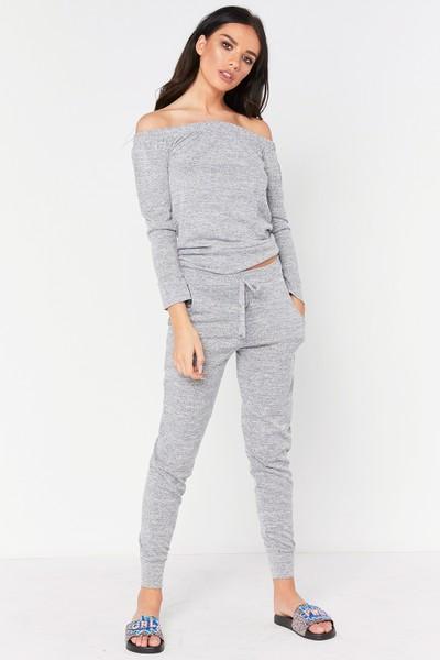 Naomi Grey Bardot Loungewear Set