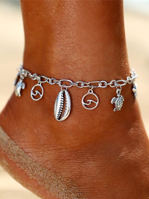 Tortoise & Shell Charm Chain Anklet