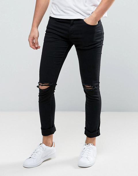 New Look - Jeans Skinny Con Ginocchia Strappate Neri - Nero