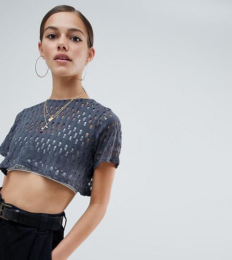 Top Corto Con Detalle De Rotos De Missguided Petite