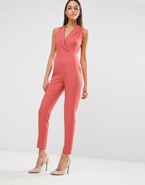 Mono Largo Con Detalle Estilo Esmoquin En Tejido De Crepé De Missguided
