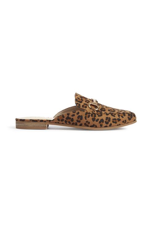 leopard print loafer mules
