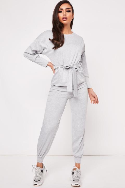 Miranda Grey Belted Loungewear Set