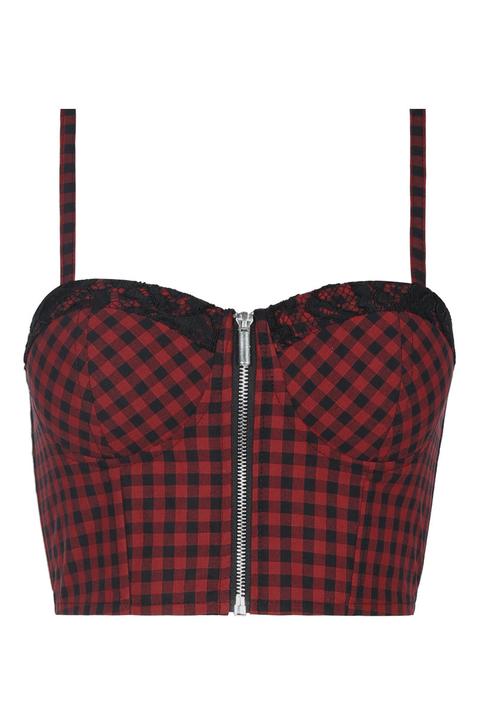 Bustier Vichy Nero E Rosso