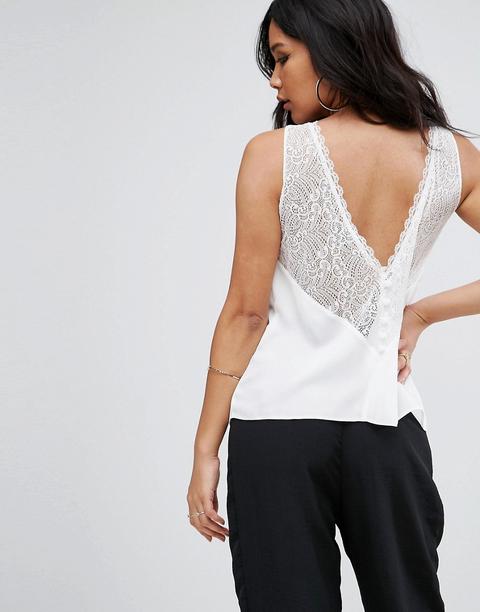 Asos - Canotta Con Pizzo - Bianco