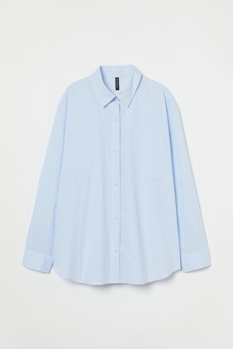 Oversized Cotton Shirt - Blue