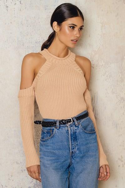 Bardot Cold Shoulder Knit - Beige