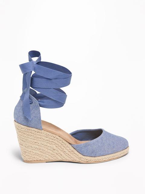 chambray espadrille wedges