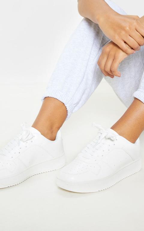 white lace up flatforms
