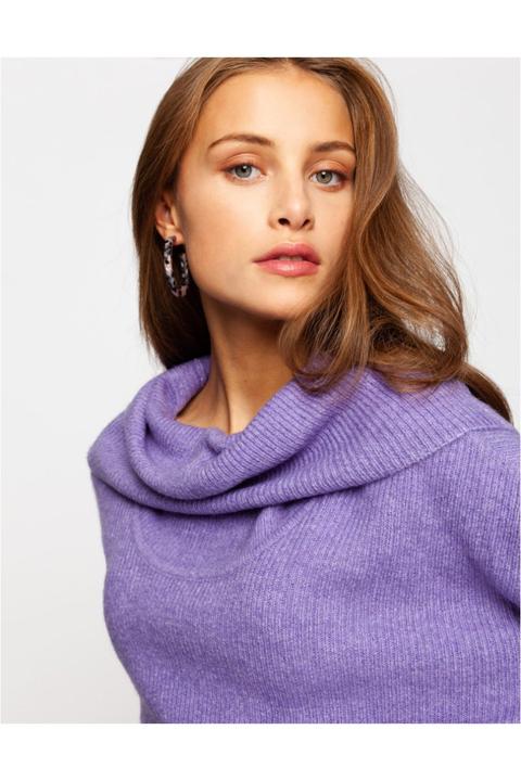 Pullover Viola Con Collo Ampio