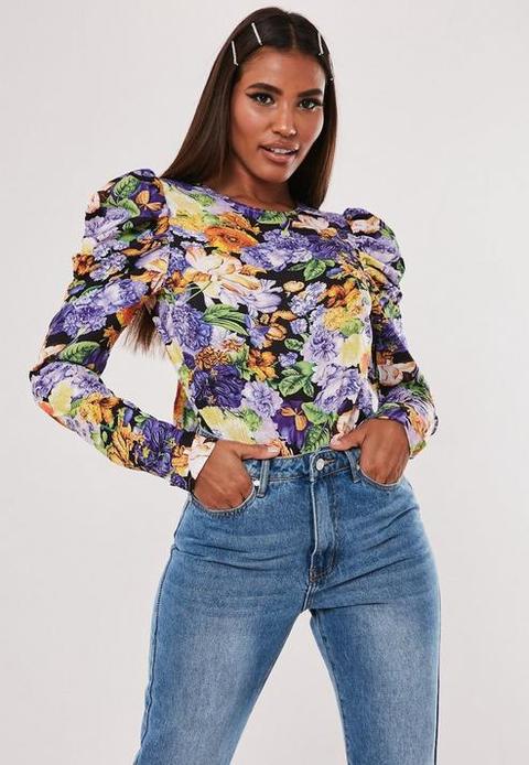 purple floral bodysuit