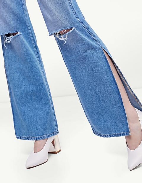 Denim Wide Leg Taglio Laterale Jeans from Stradivarius on 21 Buttons