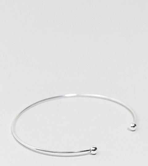 Asos - Bracciale Rigido Sottile In Argento Sterling Con Sfere - Argento