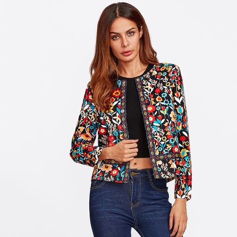 Chaqueta Con Estampado Floral De Colores