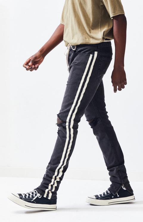 Pacsun stacked skinny side stripe zip store black jeans