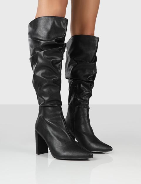 Mine Black Pu Knee High Boots