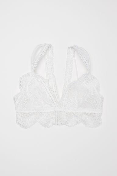 H & M - Bralette In Pizzo - Bianco