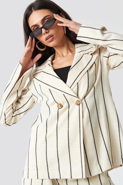 Linen-blend Blazer Beige