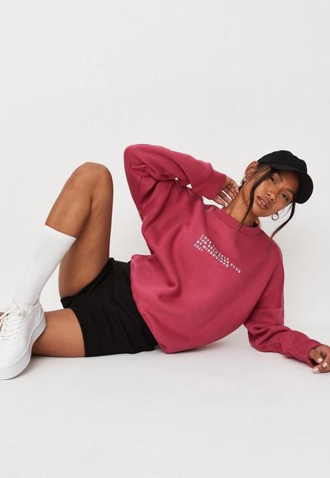 Princes Trust X Missguided Raspberry Love Thyself Oversized Sweatshirt, Pink