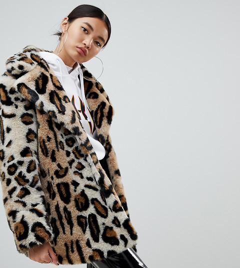 Na-kd Faux Fur Leopard Print Short Jacket