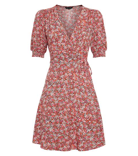 shirred wrap dress