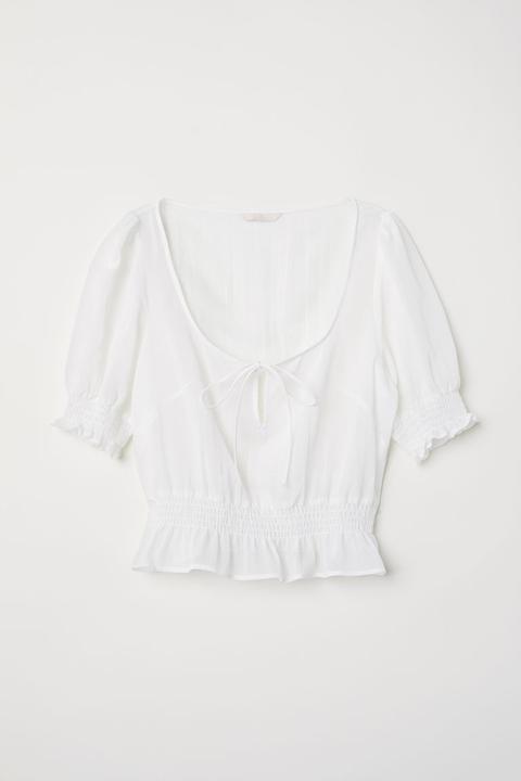 Blusa Vaporosa Con Fruncido - Blanco