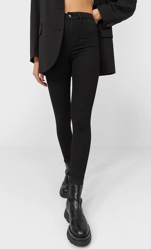 Stradivarius Super Skinny Taille Haute Basic Femme Noir 42