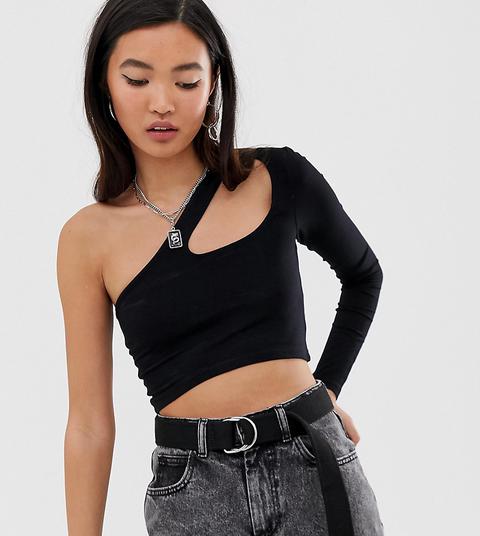 cut out shoulder black top