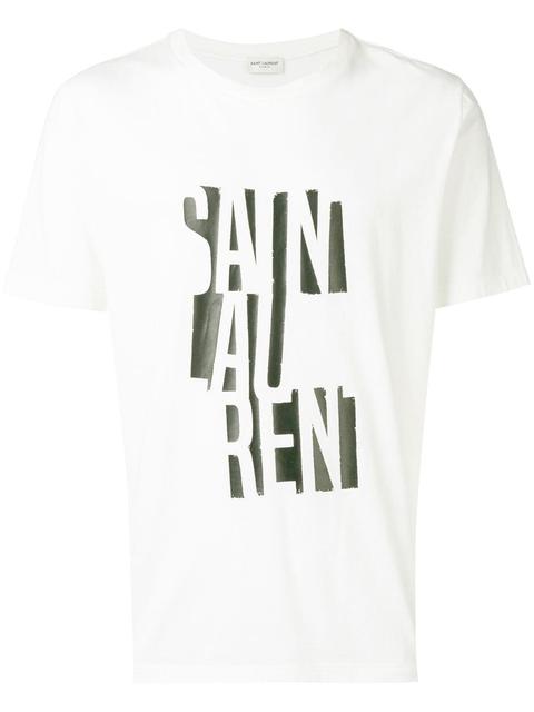 Saint Laurent Camiseta Deconstruida Con Logo - Blanco