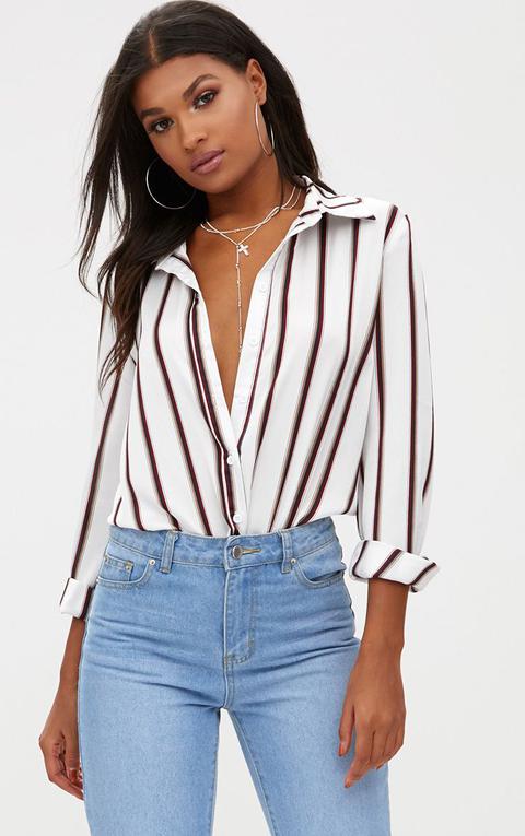 White Satin Stripe Shirt