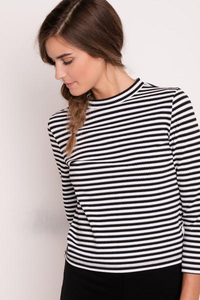 Striped Mock Neck T-shirt