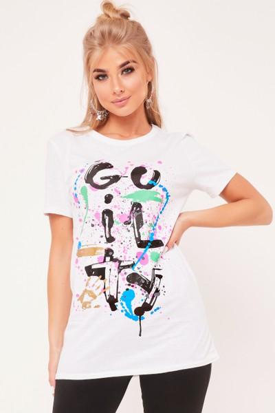 Emily White Paint Splatter Guilty T-shirt